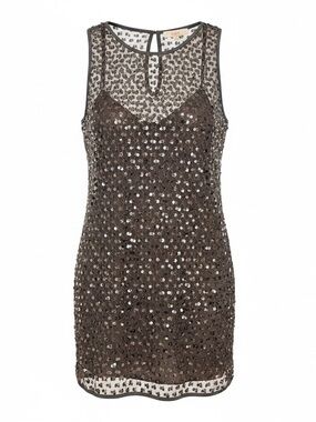 NWT LOFT, Sequin Cluster Mini Dress, Silver Sparkle, M